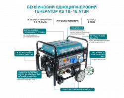 Бензиновий генератор KS 12-1E ATSR (230В: до 9,2 кВт) замовити