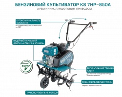 Бензиновий культиватор KS 7HP-850A купити
