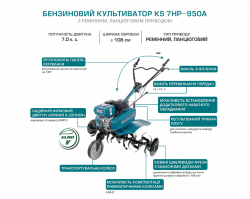 Бензиновий культиватор KS 7HP-950A - фото №3 Бензиновий культиватор KS 7HP-950A в Україні