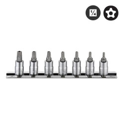 1/4" Набор головок-бит 5-лучевых с отверстием на планке (TS10-TS40) 7 пр.