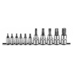 1/4"+3/8" Набор головок-бит Torx с отверстием 11 пр.