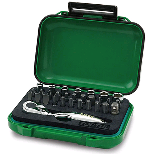 Набір торцевих головок і біт з тріскачкою TOPTUL 1/4" 30од. GABW3001 - Фото 1 Набір торцевих головок і біт з тріскачкою TOPTUL 1/4" 30од. GABW3001