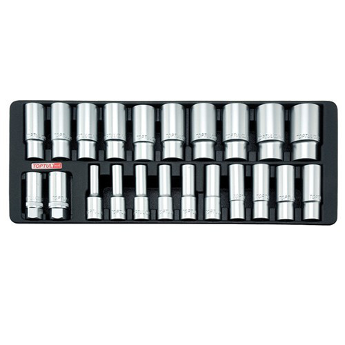 Набор головок длинных 1/2" 8-32мм  22ед. (в ложементе) TOPTUL GAAT2202 - Фото 1 Набор головок длинных 1/2" 8-32мм  22ед. (в ложементе) TOPTUL GAAT2202