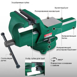 Тиски слюсарні з ковадлом 100мм 4&quot; TOPTUL поворотні ковані DJAD0104 в Україні