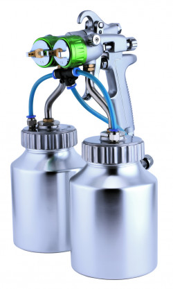 Пистолет покрасочный пневматический HVLP 1,3 (2 бачка, 2 форсунки) AUARITA PT-29B-1.3