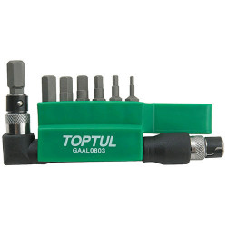 Набір біт + Г-обр. перехідник TOPTUL 1/4" HEX 2-8мм 8од. GAAL0803