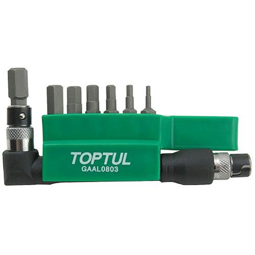 Набір біт + Г-обр. перехідник TOPTUL 1/4" HEX 2-8мм 8од. GAAL0803