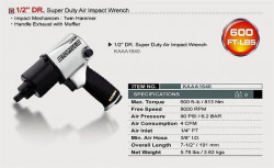 Гайковерт для СТО TOPTUL 1/2" 813N/m 8000об/хв KAAA1640 купити