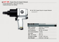 Гайковерт пневматический TOPTUL 3/4" 1016N/m 6500 об/мин KAAA2475 купить