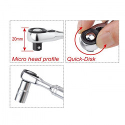 Трещотка мини 1/4" TOPTUL 60 зубцов, быстрый диск CHDU0801 купить