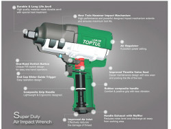 Гайковерт пневматический TOPTUL 3/4" 1763N/m 6000об/мин KAAJ2413 в Украине