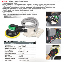 Пневмошліфмашинка орбітальна 6" 5мм TOPTUL KAMA0605 купити