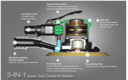 Пневмошліфмашинка орбітальна 6" 5мм TOPTUL KAMA0605 в Україні