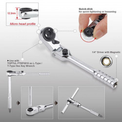 Трещотка мини 1/4" с шарниром TOPTUL 60 зубцов (исп. с FTDF0810) CHEV0811 в Украине