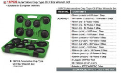 комплект знімачів масляних фільтрів 16 од. TOPTUL (кришки+краб) JGAI1601 купити