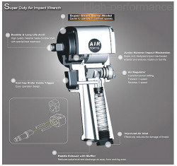 Гайковерт для шиномонтажу пневматичний TOPTUL 1/2&quot; 678 Nm 9500об/хв супер-короткий KAAQ1650 в Україні