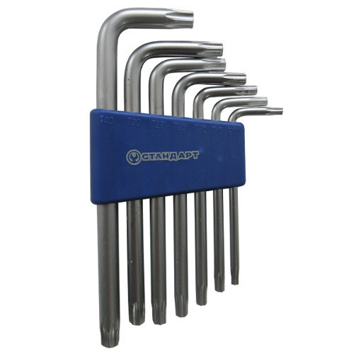 Набір ключів TORX Г-обр. з отвором 7од. СТАНДАРТ TKS0701