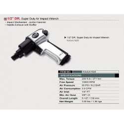 Пневмогайковерт для шиномонтажу TOPTUL 1/2" 271N/m 10000 об/хв KAAA1620 купити
