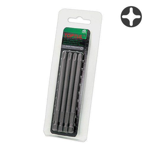 Насадки для шуруповерта набір 1/4&quot; 100мм PH2 4шт TOPTUL FSIB0802G