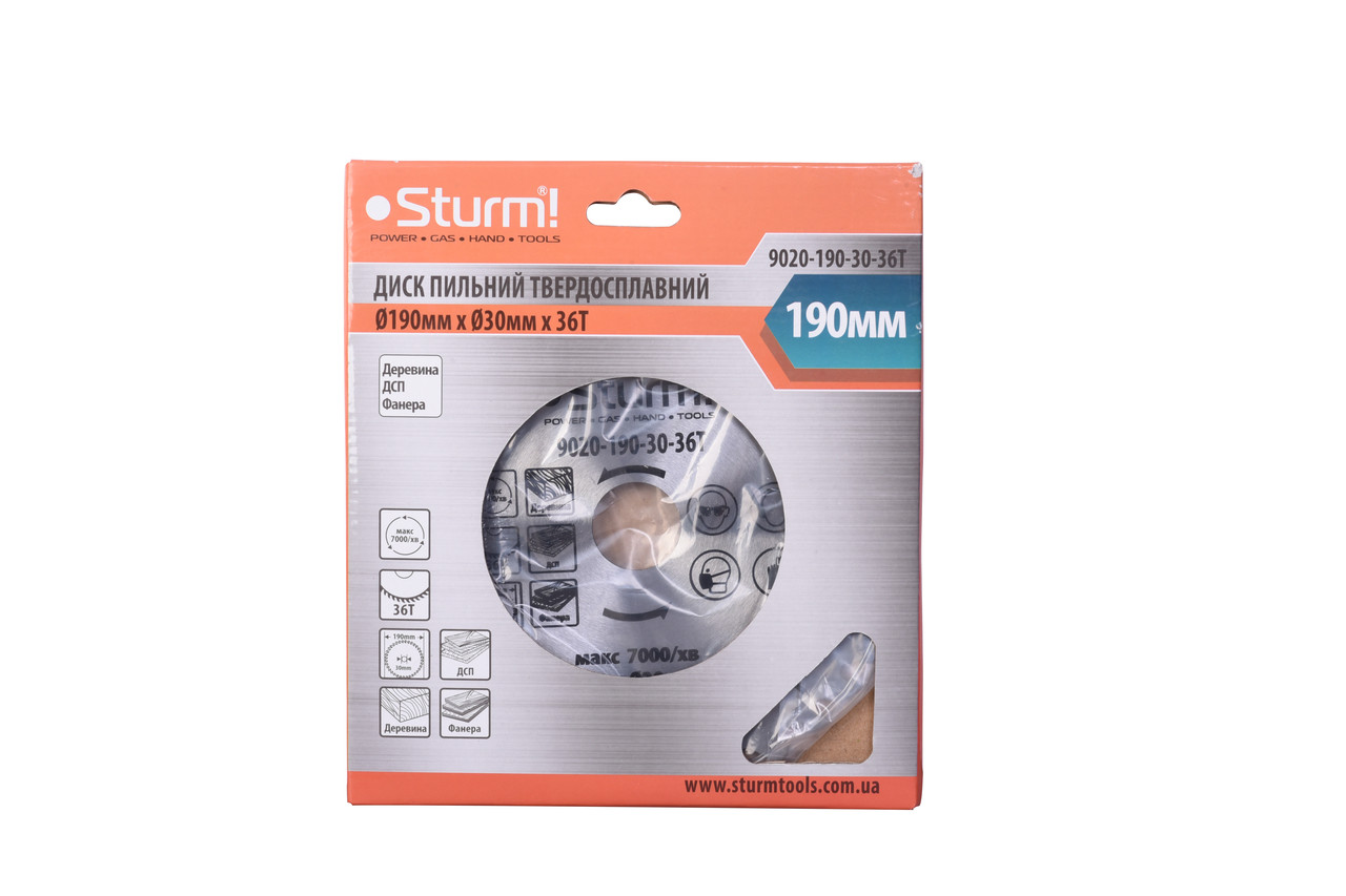  Диск пильний по дереву Sturm 9020-190-20-36T, 190х20 мм 36 зуба