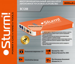 Пуско-зарядний пристрій 8000 мА*год + Power Bank + LED ліхтар Sturm BC1208 Arsenal Grand