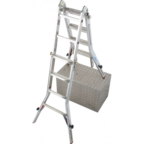 Шарнирная телескопическая лестница с удлинителями боковин KRAUSE TeleVario 4x4 ст. - Фото 1 Шарнирная телескопическая лестница с удлинителями боковин KRAUSE TeleVario 4x4 ст.