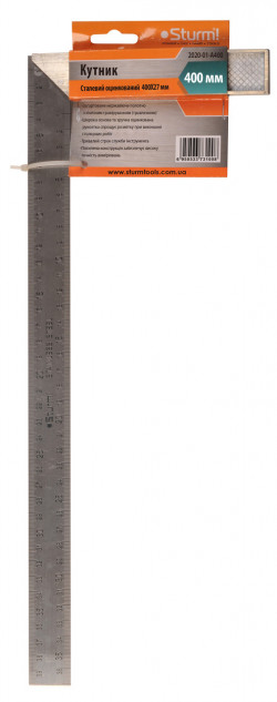 Кутник 400мм, сталевий оцинкований, Sturm 2020-01-A400