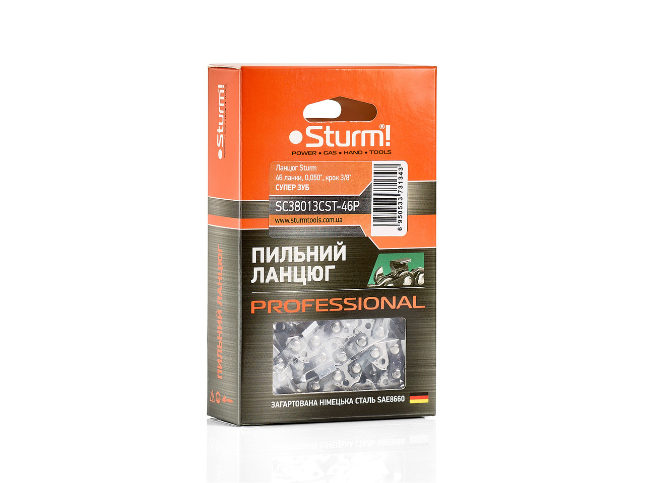 Цепь 46 звена, 0,050", шаг 3/8", супер зуб Sturm SC38013CST-46P