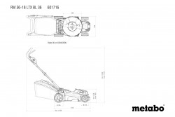 Акумуляторна газонокосарка Metabo RM 36-18 LTX BL 36 цена