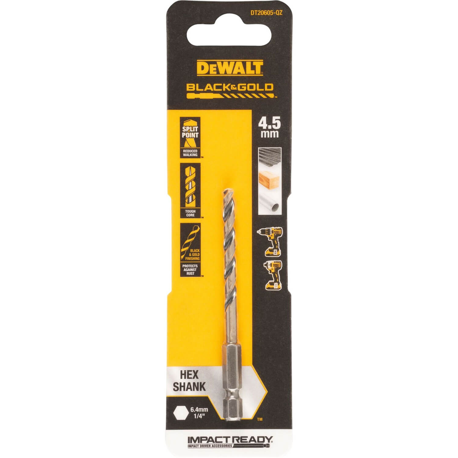 Свердло по металу EXTREME IMPACT Black &amp; Gold DeWALT DT20605