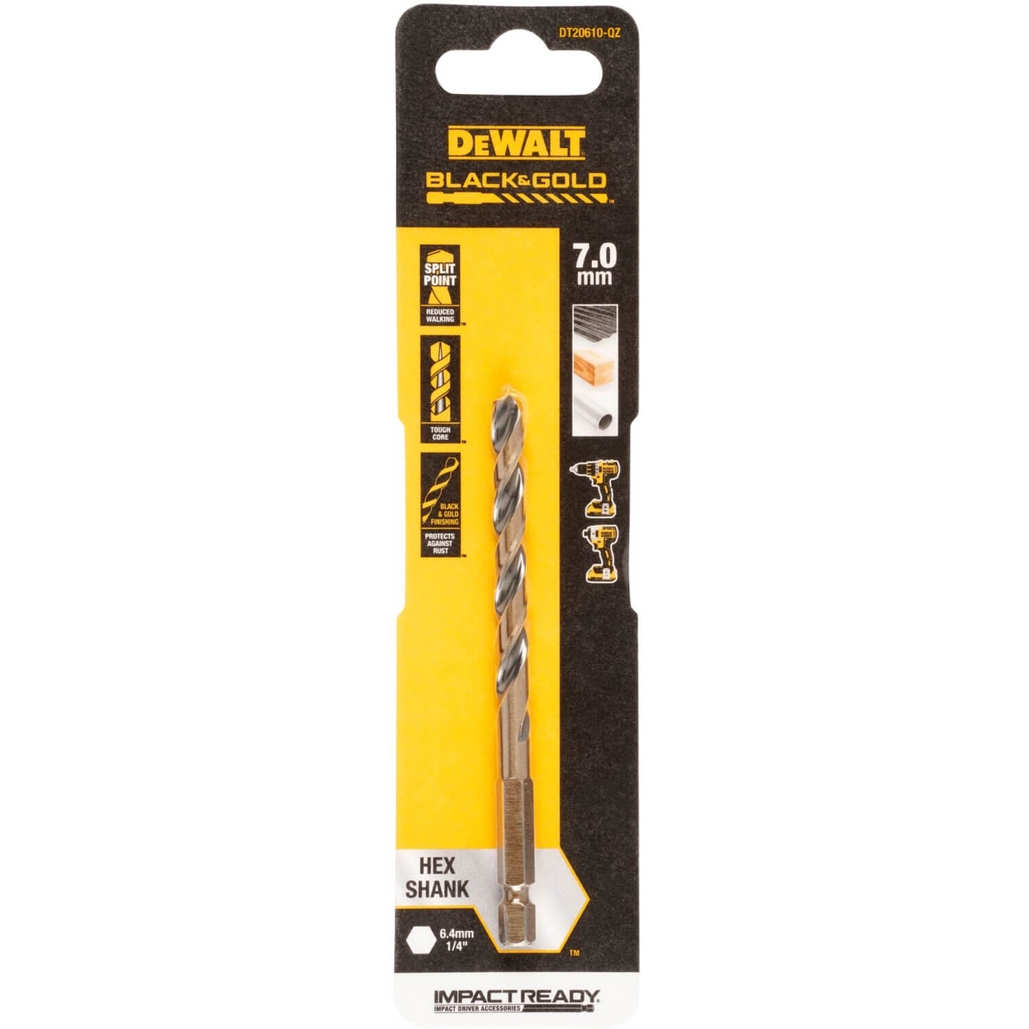Свердло по металу EXTREME IMPACT Black &amp; Gold DeWALT DT20610