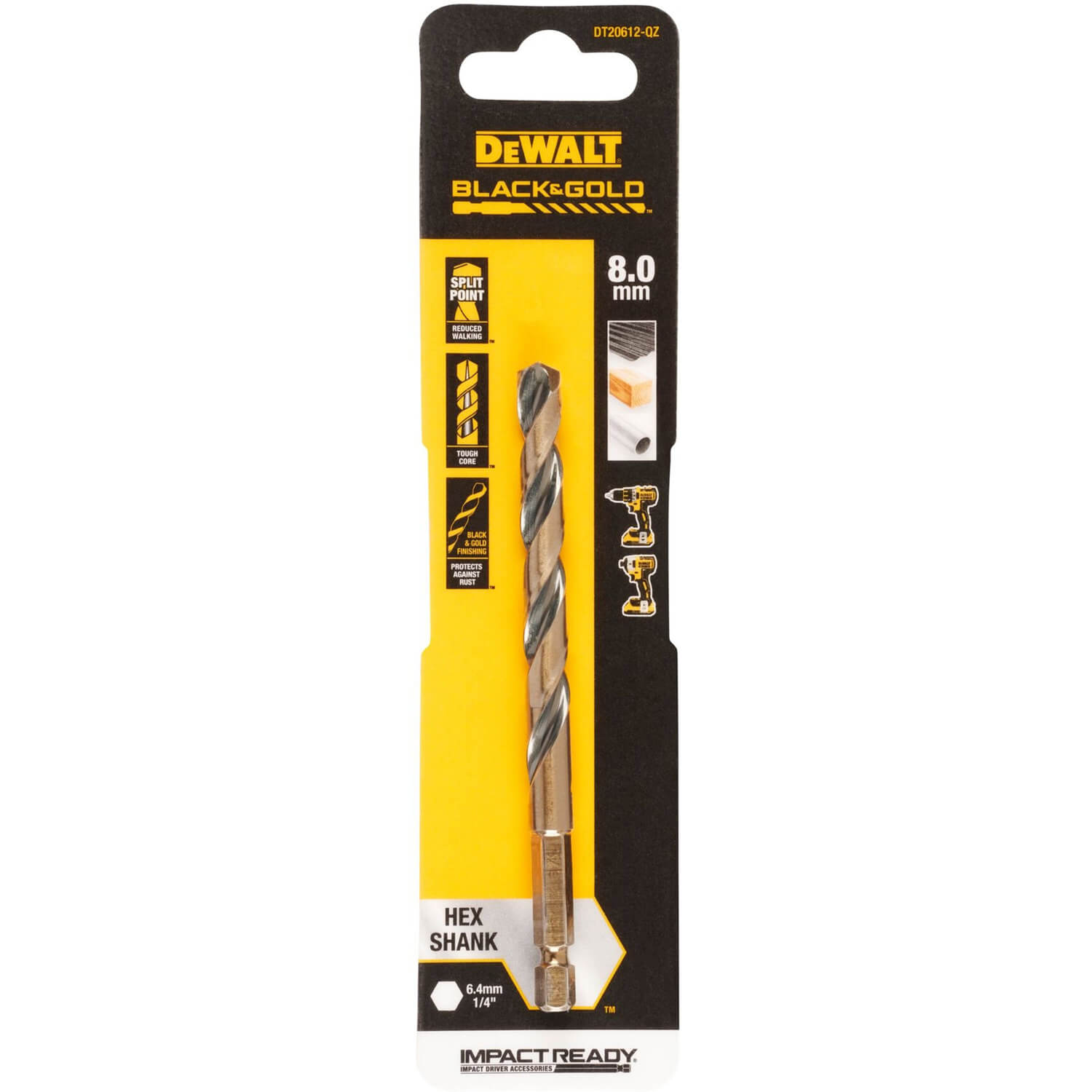 Свердло по металу EXTREME IMPACT Black &amp; Gold DeWALT DT20612