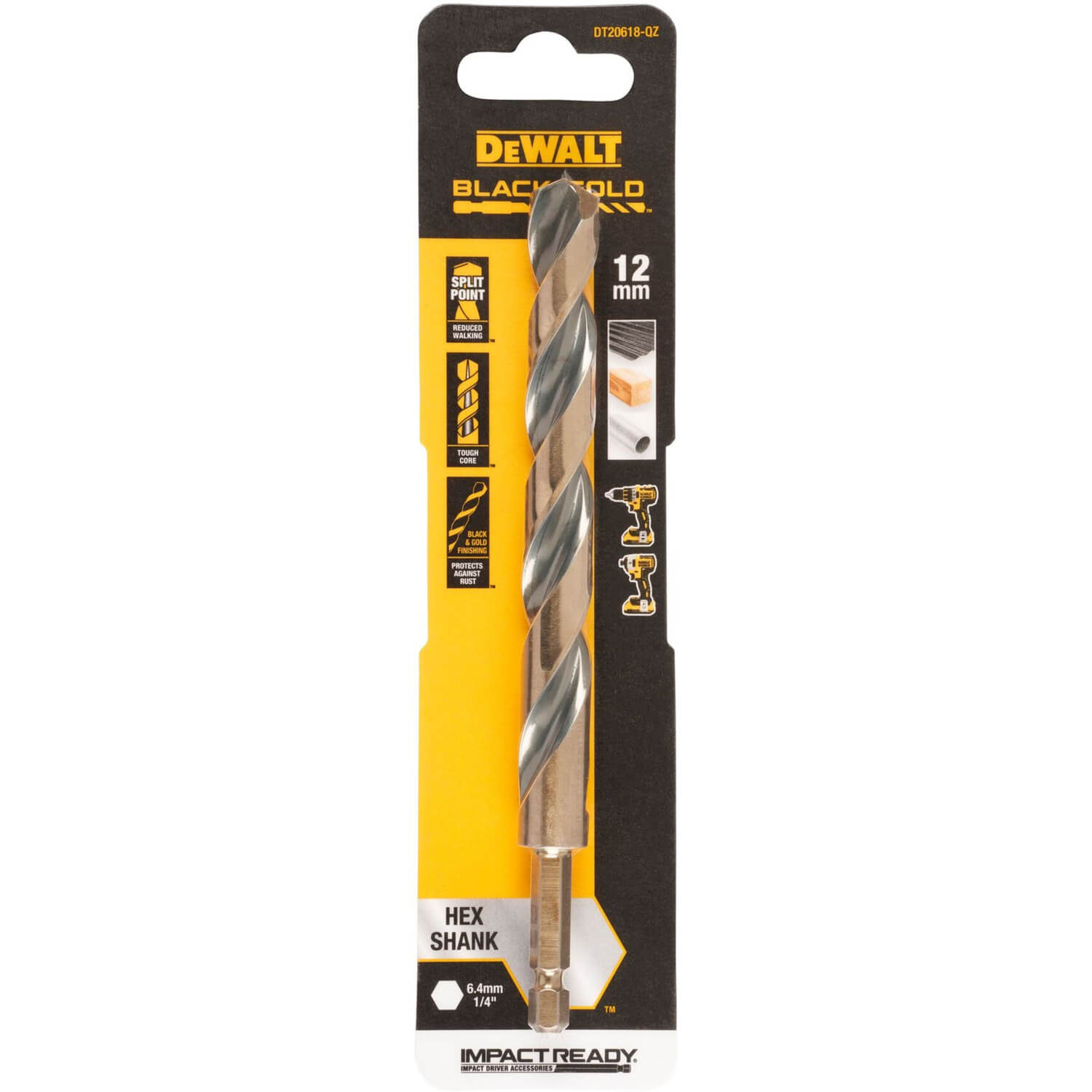 Свердло по металу EXTREME IMPACT Black &amp; Gold DeWALT DT20618