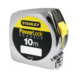 Рулетка вимірювальна Powerlock® завдовжки 10 м, шириною 25 мм у хромованому пластмасовому корпусі STANLEY 0-33-442