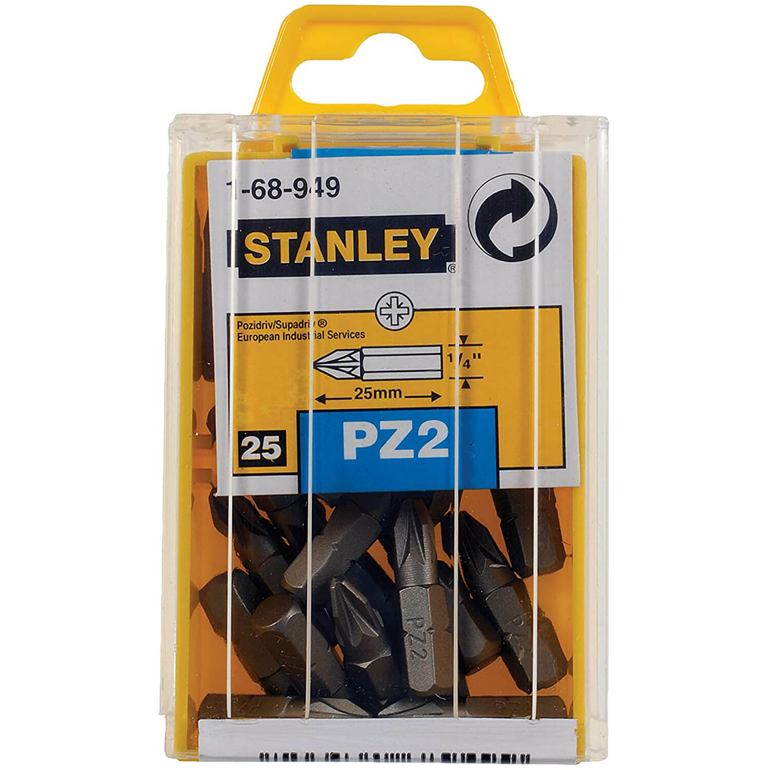 Біта з шестигранним хвостовиком 1/4 під шліц Pz2 завдовжки 25 мм STANLEY 1-68-949