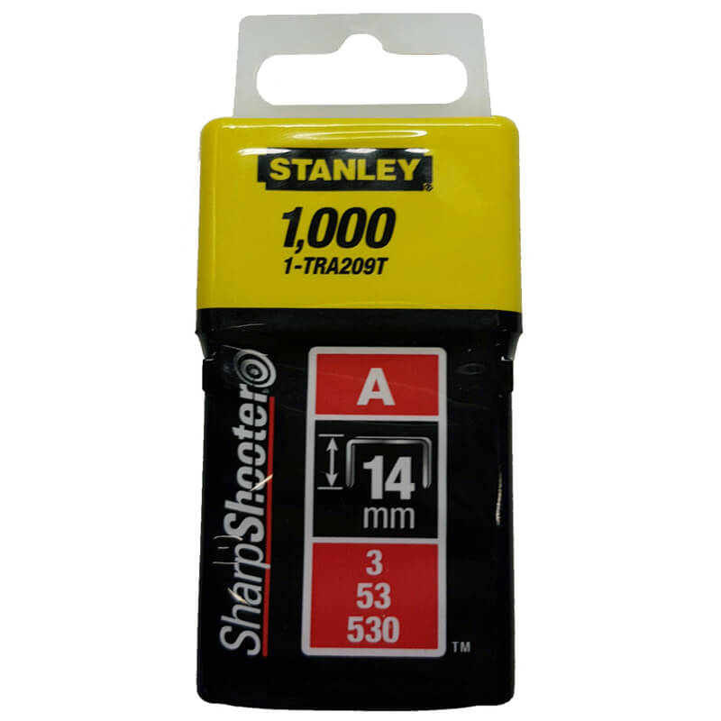 Скобі тип А висотою 14 мм, для ручного степлера Light Duty, в упаковці 1000 шт STANLEY 1-TRA209T