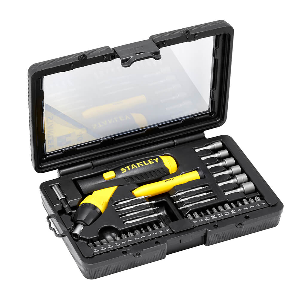 Бітотримач відверткового типу Pistol Grip Ratchet із храповим механізмом та набором із тридцяти семи біт STANLEY 0-63-038