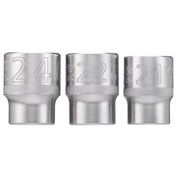 Набір торцевих головок 1/2 Maxi Drive, із шестигранним профілем, 3 шт: 21, 22 24 мм. фото