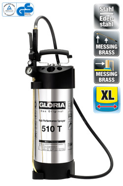 Обприскувач ручний 10л 510T садово-городній з манометром, роб. тиск 6 бар, бак нерж.