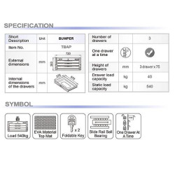 Ящик для инструмента 3 секции BUMPER SERIES (черный) TOPTUL TBAP0307 заказать