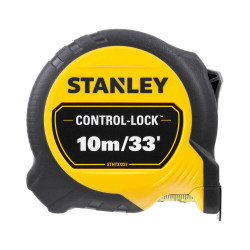 Рулетка вимірювальна CONTROL-LOCK завдовжки 10 м/33, ширина 25 мм, в обгумованому корпусі, з підвійною шкалою STANLEY STHT37237-5 не дорого