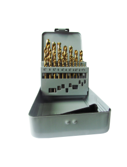 Набір свердел п/м 1-10мм 19шт HSS-TiN коробка метал