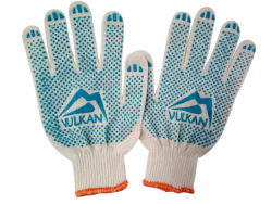 Перчатки трикотажні білі з ПВХ крапкою (3 нитки) без бірки