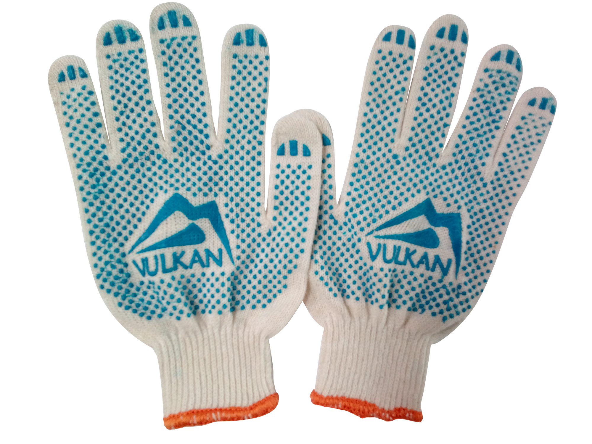 Перчатки трикотажні білі з ПВХ крапкою (3 нитки) без бірки