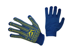 Перчатки трикотажні сині з ПВХ крапкою ТМ Vulkan LUX (щільні), р.10 замовити
