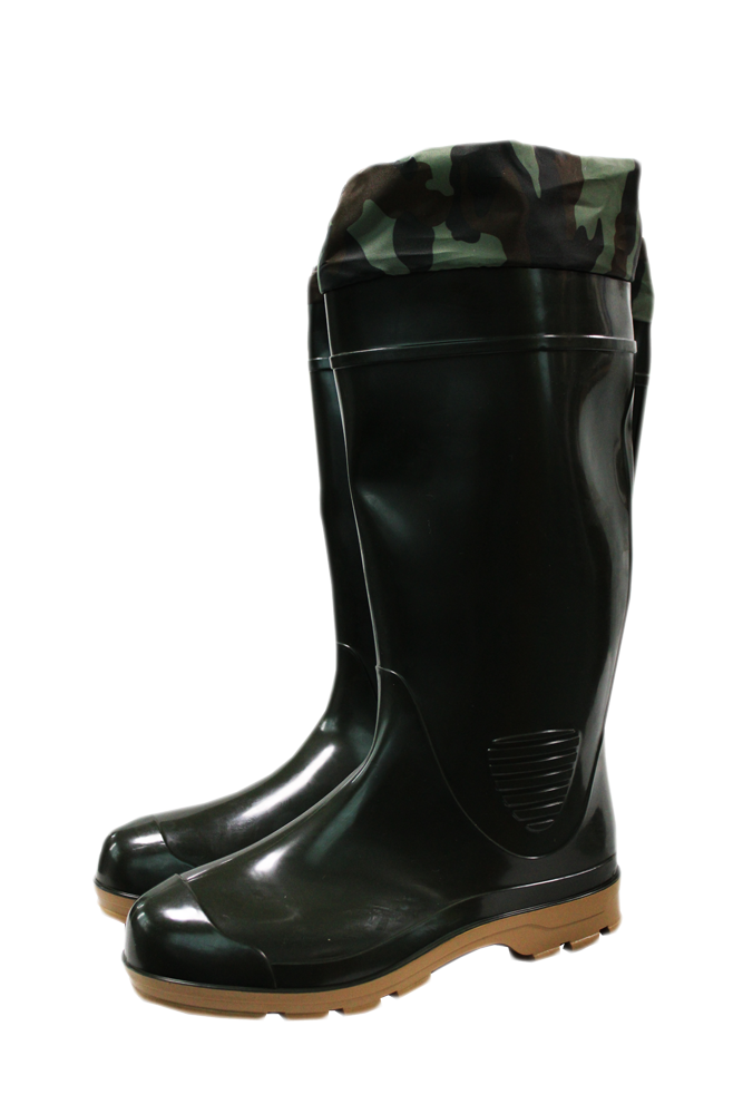 Чоботи гумові 46р. "Торнадо з манжетом" ПВХ зелені, затяжка, високі