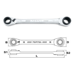 Набір ключів накидних з подвійною тріскачкою 72 зубця Pro-Series 3шт 8-19мм TOPTUL GPAQ0301 купити