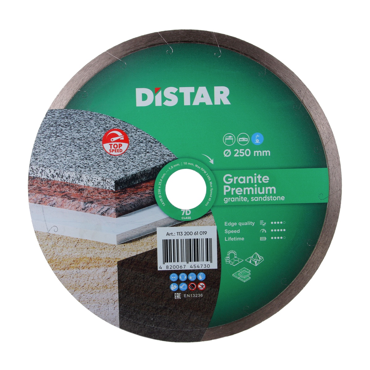 Круг алмазний вiдрiзний 1A1R 250x1,8x10x25,4 Granite Premium