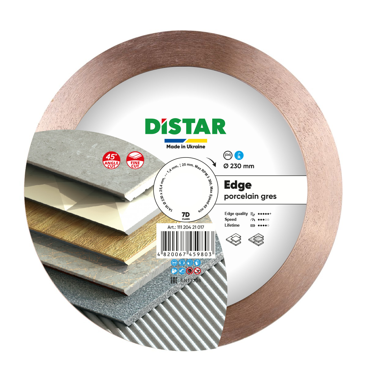 Круг алмазний вiдрiзний 1A1R 230x1,4/1/1,6x25x25,4 Edge