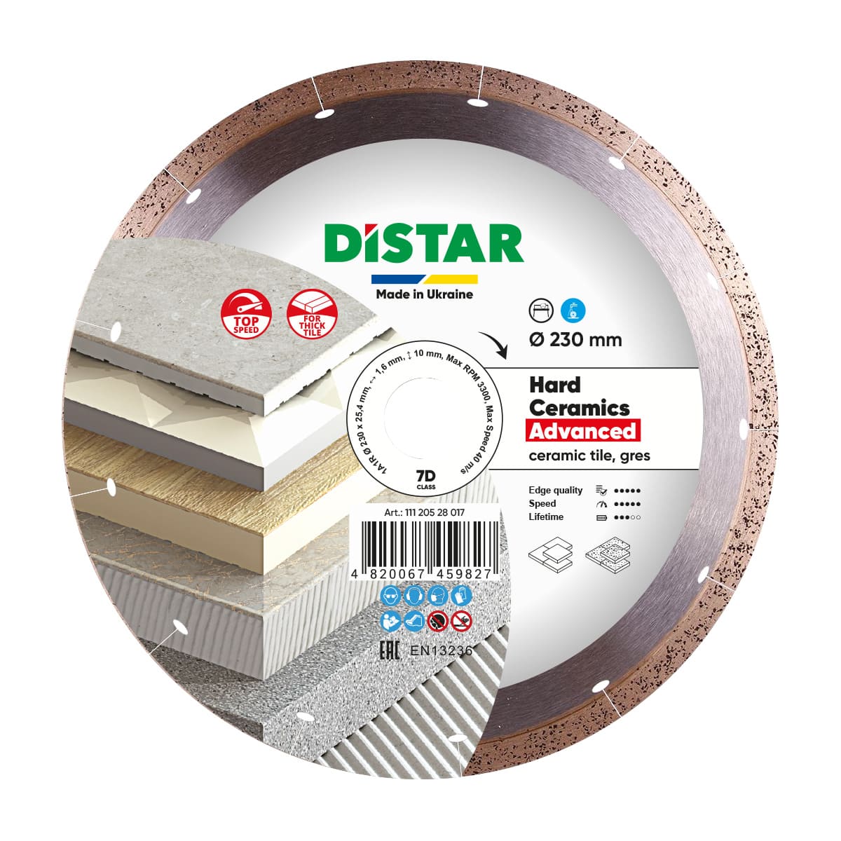 Круг алмазный отрезной 1A1R 230x1,6/1,2x10x25,4 Hard ceramics Advanced